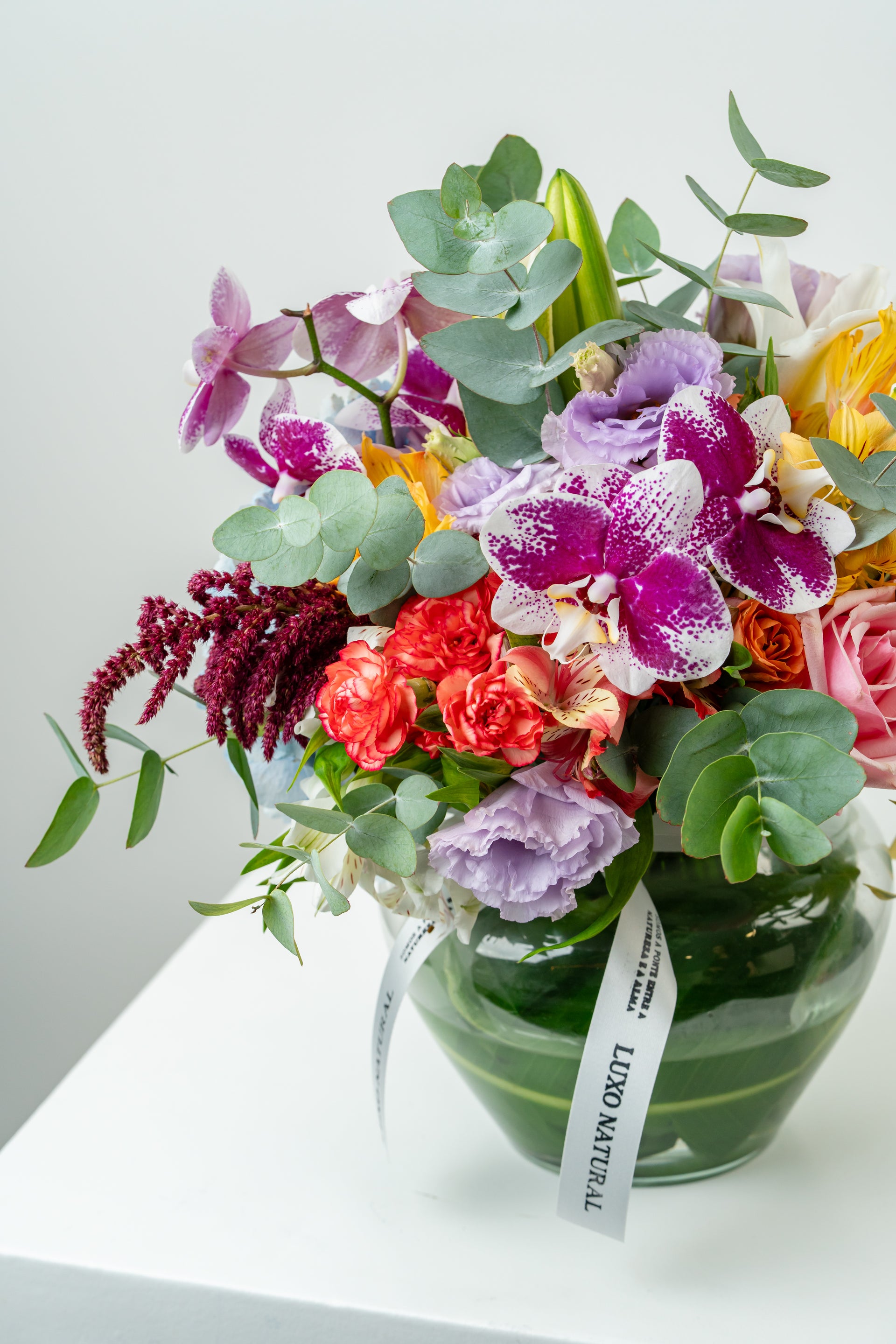 Floreira Mix de Flores — Arranjo Floreira Floral em Vaso de Vidro | Luxo Natural