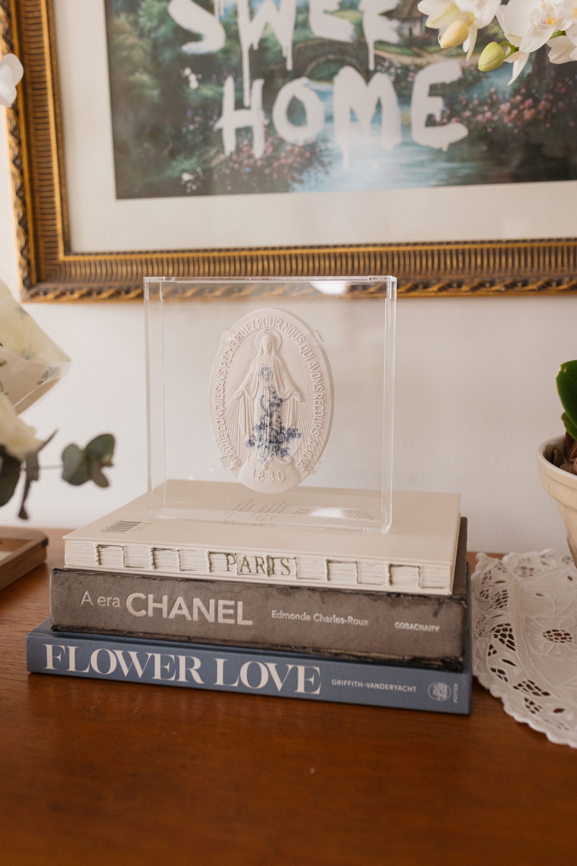 Placa Acrílico N. Sra. das Graças Estampada — Placa Sacra com Estampa | Luxo Natural
