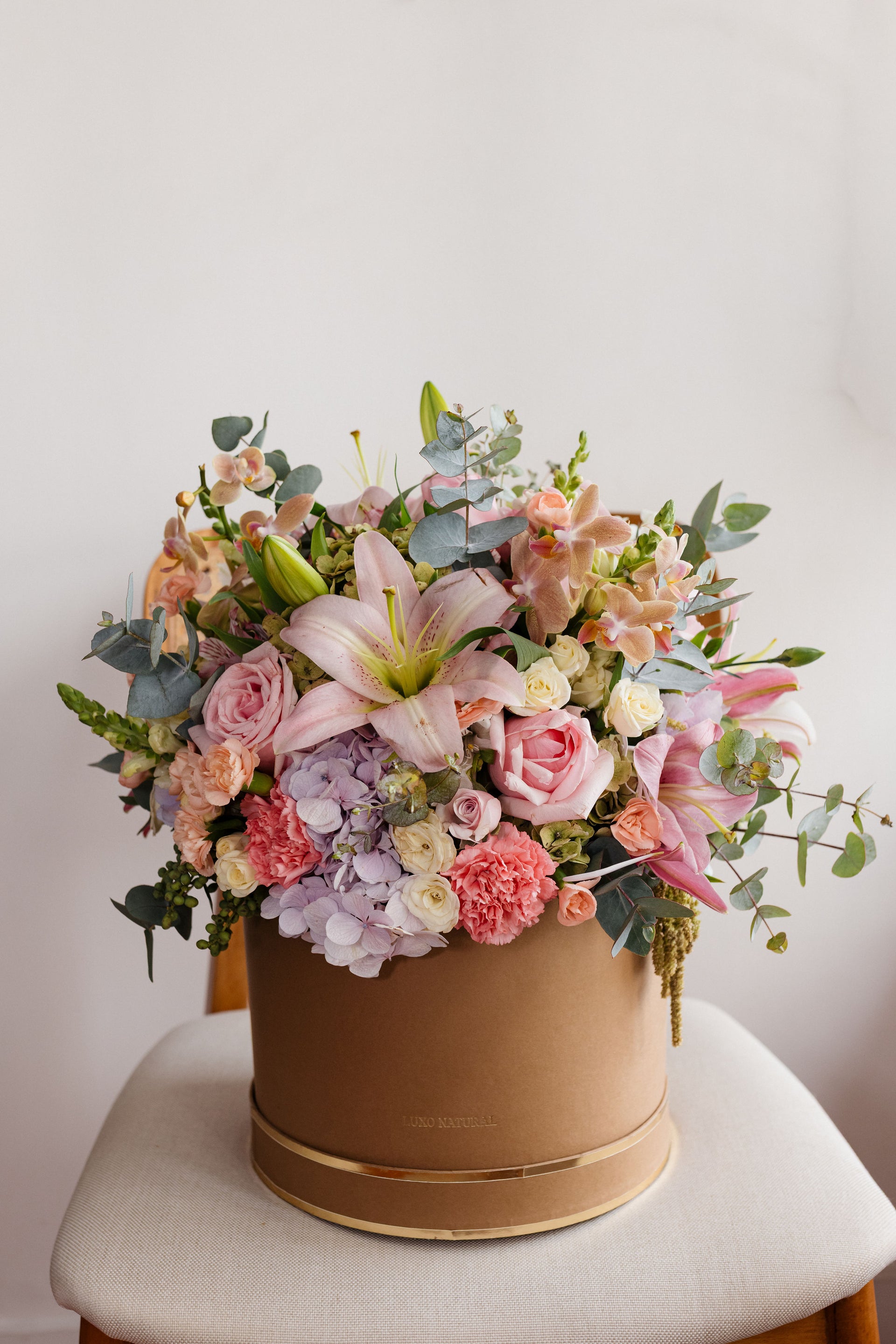 Box Luxo Mix de Flores ou Rosas — Box Redonda para o Dia das Mães | Luxo Natural