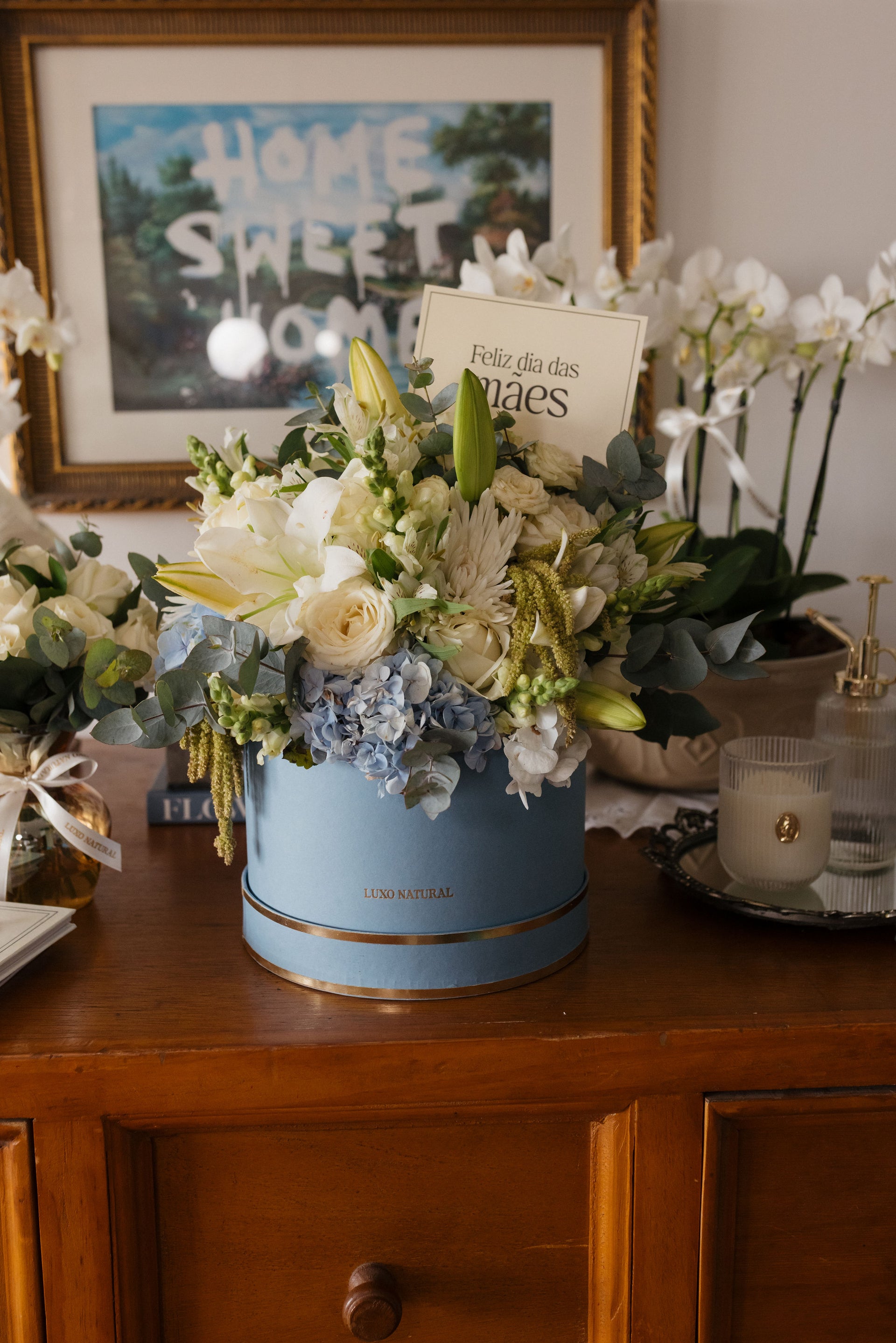 Box Luxo Mix de Flores ou Rosas — Box Redonda para o Dia das Mães | Luxo Natural