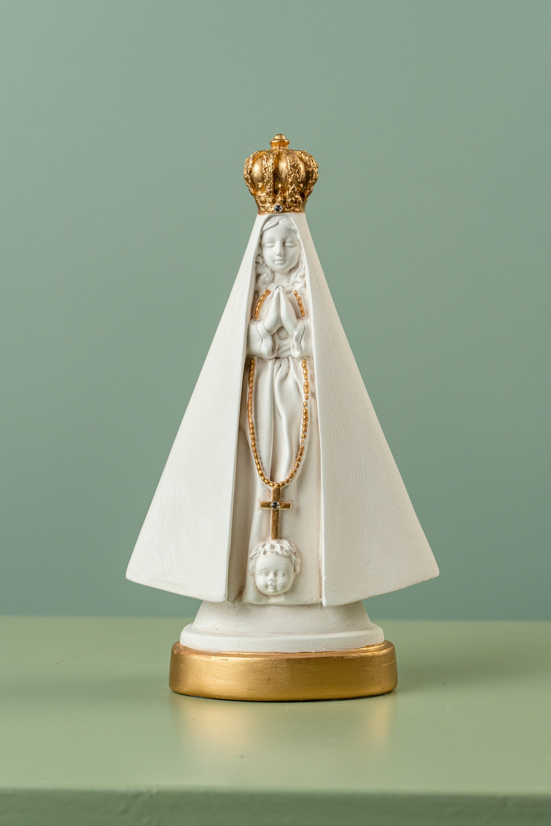 Nossa Senhora Aparecida — Imagem Sacra com Strass e Ouro | Luxo Natural